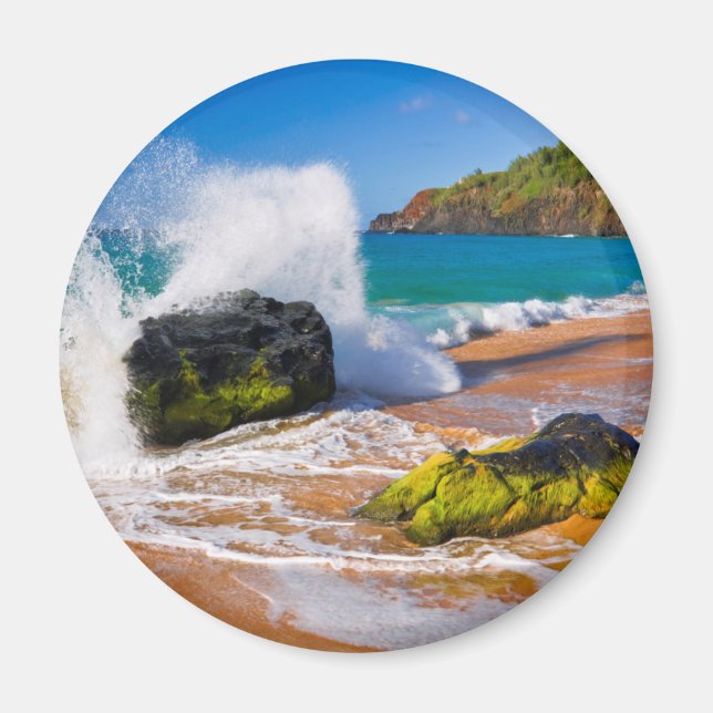 Aimant Vagues se brisant sur la plage, Hawaï (Devant)