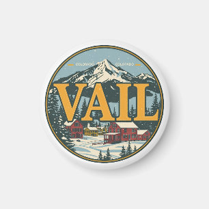 Aimant Vail colorado vintage extérieur hiver neige ski 