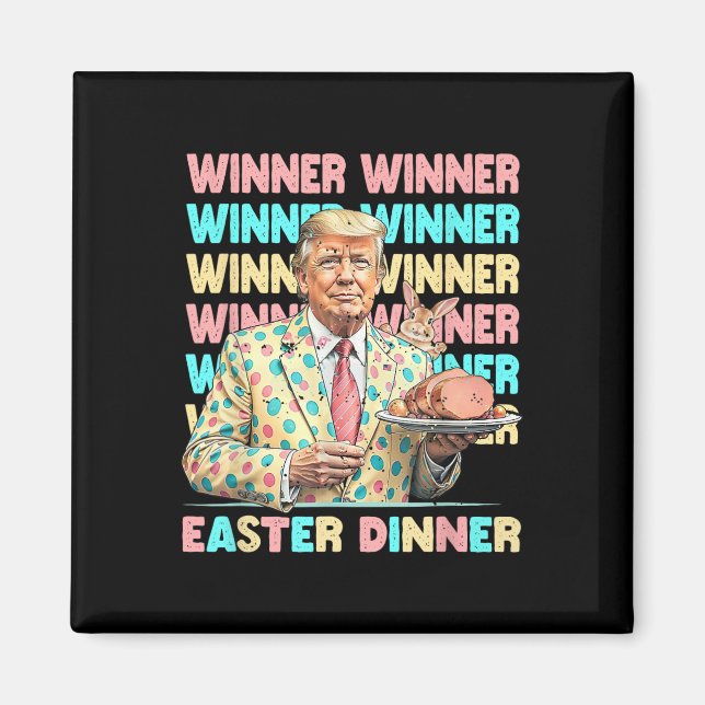Aimant Vainqueur Dîner de Pâques Jours Trump Lapin Rabbit (Devant)