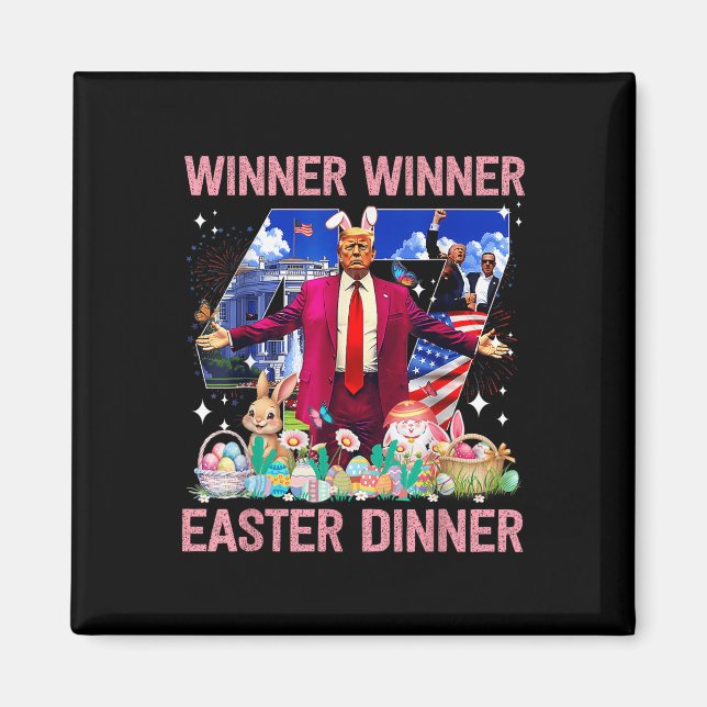Aimant Vainqueur Dîner de Pâques Trump Bunny Hunt Eggs Ha (Devant)