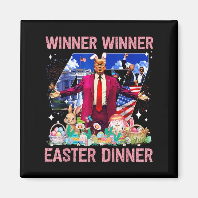 Aimant Vainqueur Dîner de Pâques Trump Bunny Hunt Eggs Ha (Devant)
