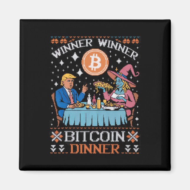 Aimant Vainqueur du dîner Bitcoin Ugly Trump Xmas Sweat (Devant)