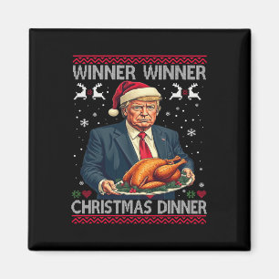 Aimant Vainqueur du dîner de Noël Père Noël Trump Ugly Sw