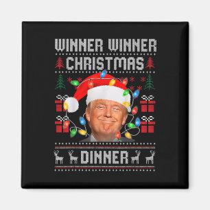 Aimant Vainqueur du dîner de Noël Père Noël Trump Ugly Sw