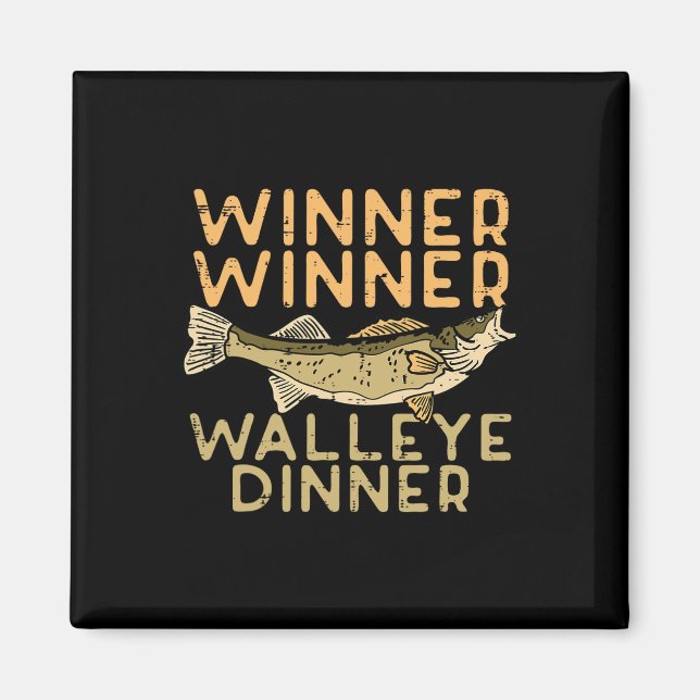 Aimant Vainqueur Walleye Diner Pêche Drôle Pêcheur Hommes (Devant)