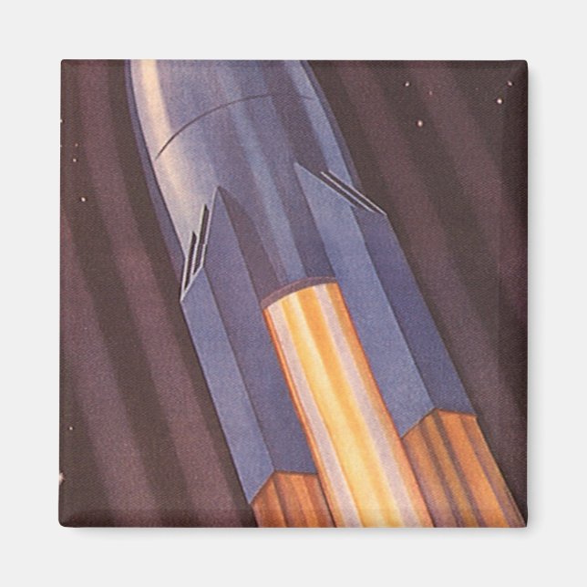 Aimant Vaisseaux spatiaux de science-fiction vintage fusé (Devant)