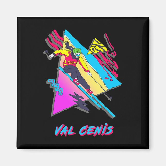 Aimant Val Cenis Retro Ski Caractère Avec Abstrait (Devant)