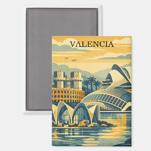 Aimant Valence Espagne Vintage - Minimaliste Coloré