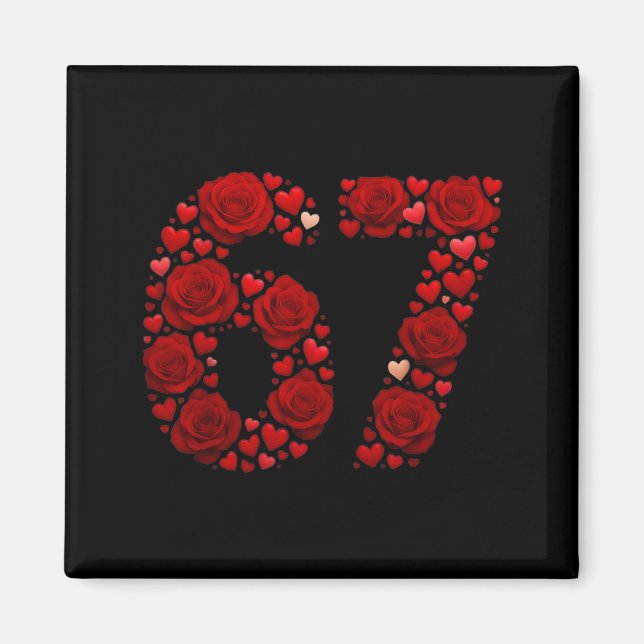 Aimant Valentine 67 Mème Roses Cœurs Drôle Six Sept Vale (Devant)