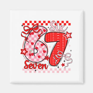 Aimant Valentine à carreaux rétro Six Sept Mème 67 Viral 