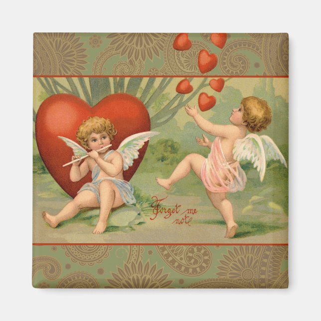 Aimant Valentine Cupids Love Antique Vintage (Devant)