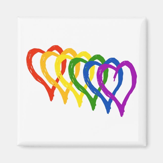 Aimant Valentine Gay pride Rainbow Layered Hearts (Devant)