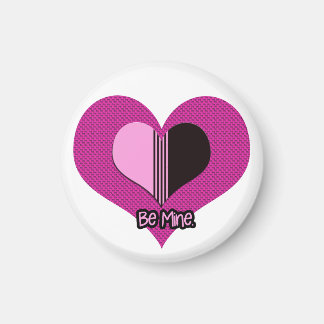 Aimant Valentine Heart Pink and Black Be Mine