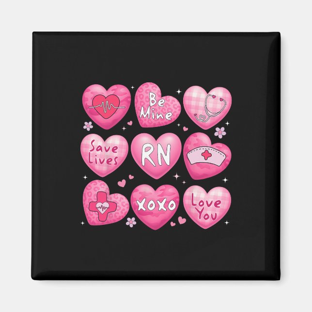 Aimant Valentine Infirmière Rn Cœurs De Conversation Xoxo (Devant)