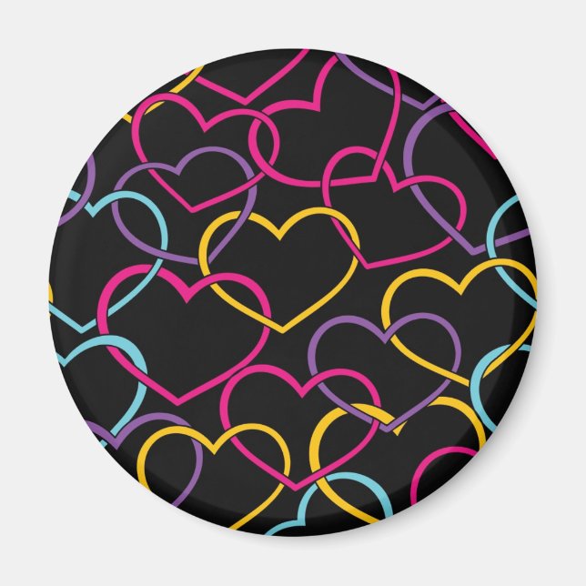 Aimant Valentine Motif avec Coeurs de couleurs (Devant)