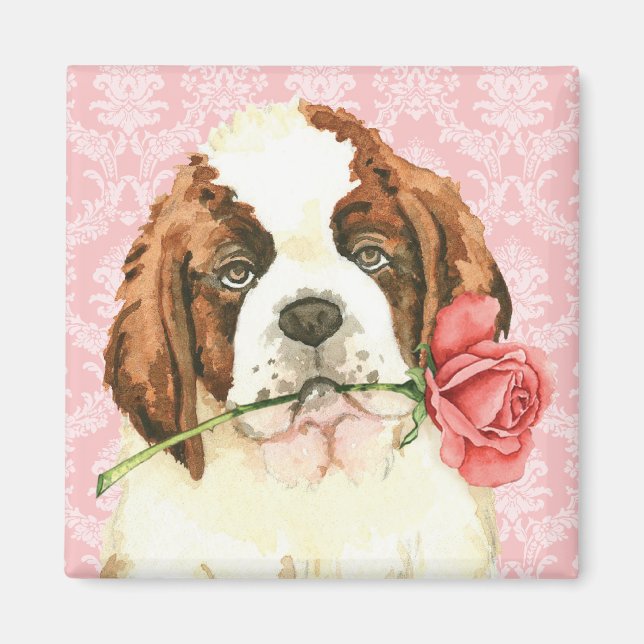 Aimant Valentine Rose St. Bernard (Devant)