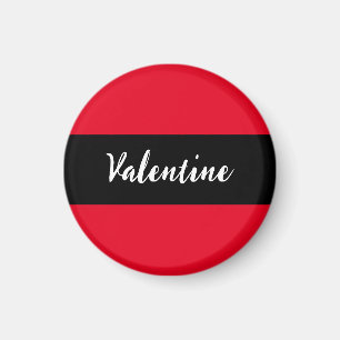 Aimant Valentine Rouge Noir Saint Valentin Élégant Script