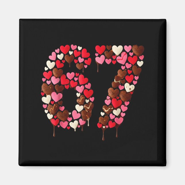 Aimant Valentine’s Day 67 Meme Filled With Hearts Funny S (Devant)