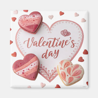 Aimant Valentine’s Day Heart Cookies on Romantic Backgrou