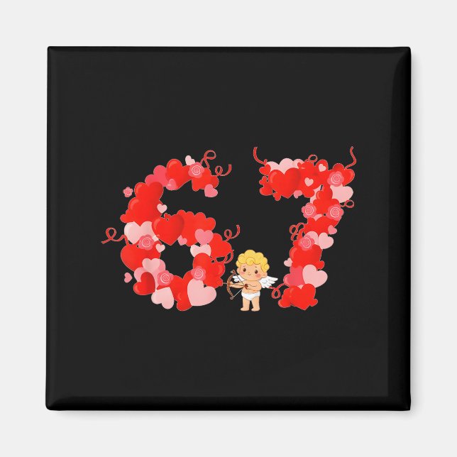 Aimant Valentine’s Day Hearts 67 Meme Six Seven 6 7 Cute  (Devant)