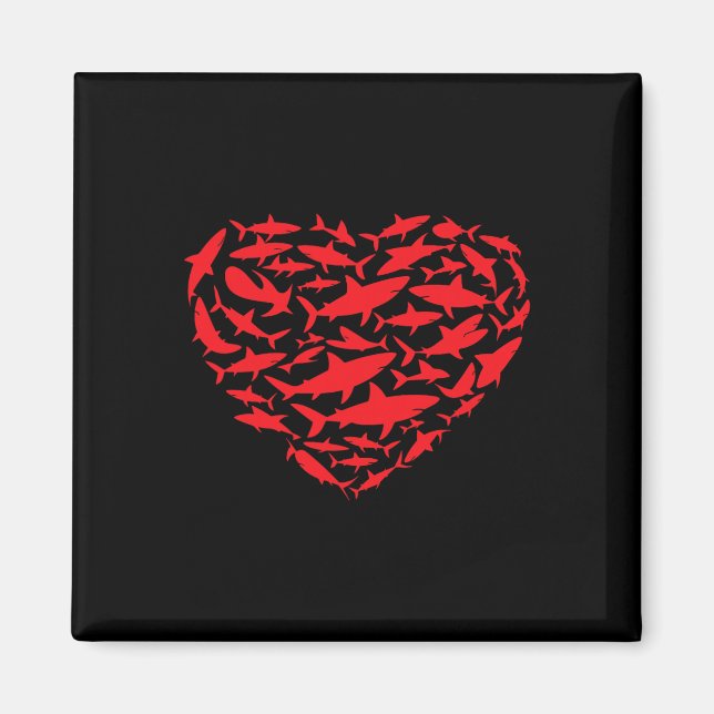 Aimant Valentine Sharks Heart Sea Animal Lover Ocean Wild (Devant)