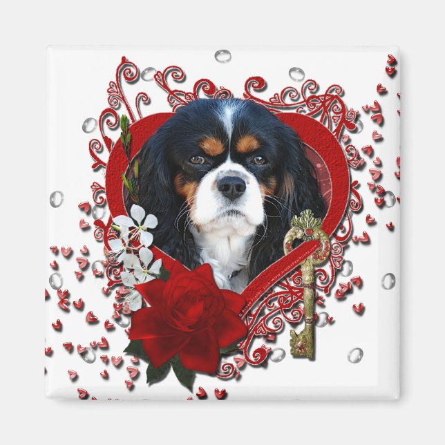 Aimant Valentines - Clé de mon coeur - Cavalier - Sombre (Devant)