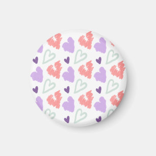 Aimant Valentines Coeur violet rose main tiré Motif