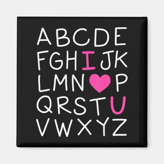 Aimant Valentines Day Abc I Love You Alphabet Teacher Gir (Devant)