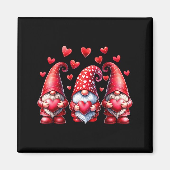 Aimant Valentines Day Gnomes Cute Red Hearts Love Gnome W (Devant)