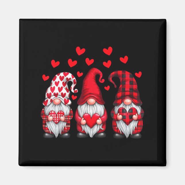 Aimant Valentines Day Gnomes Cute Red Hearts Love Gnome W (Devant)