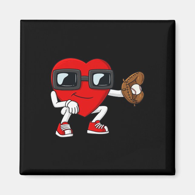 Aimant Valentines Day Heart Baseball Catcher Amusants Gar (Devant)