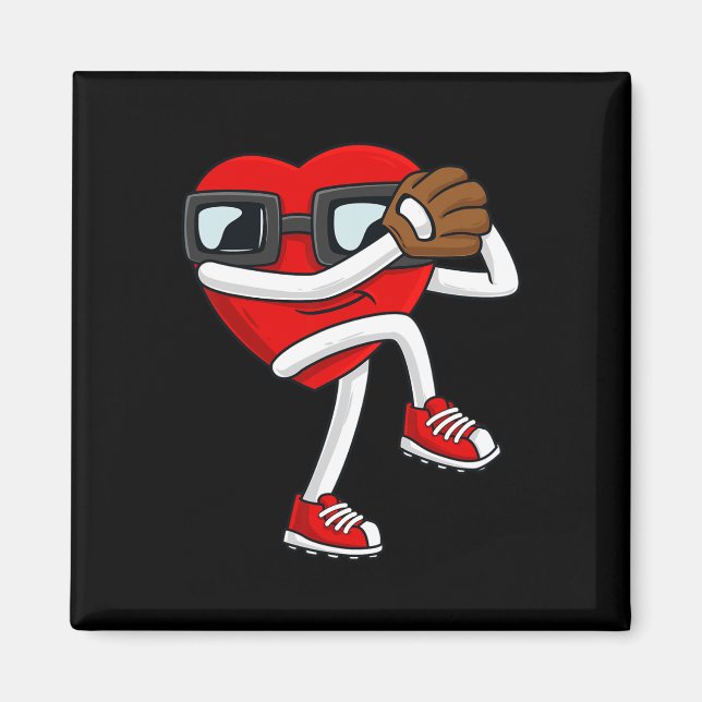 Aimant Valentines Day Heart Baseball Pitcher Fun Boys Gir (Devant)