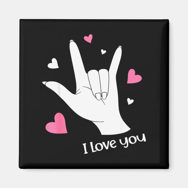 Aimant Valentines Day I Love You Hand Sign Language Asl H (Devant)