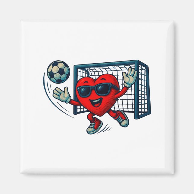 Aimant Valentines Day Soccer Goalkeeper Funny Heart Boys  (Devant)