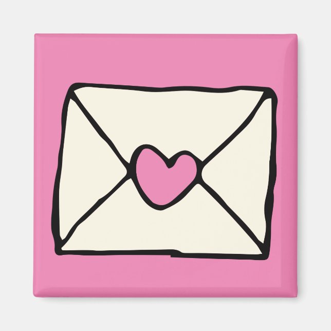Aimant Valentines Doodles Rose Heart Love Note Clip Art (Devant)