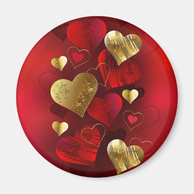 Aimant Valentines dorées et rouges (Devant)