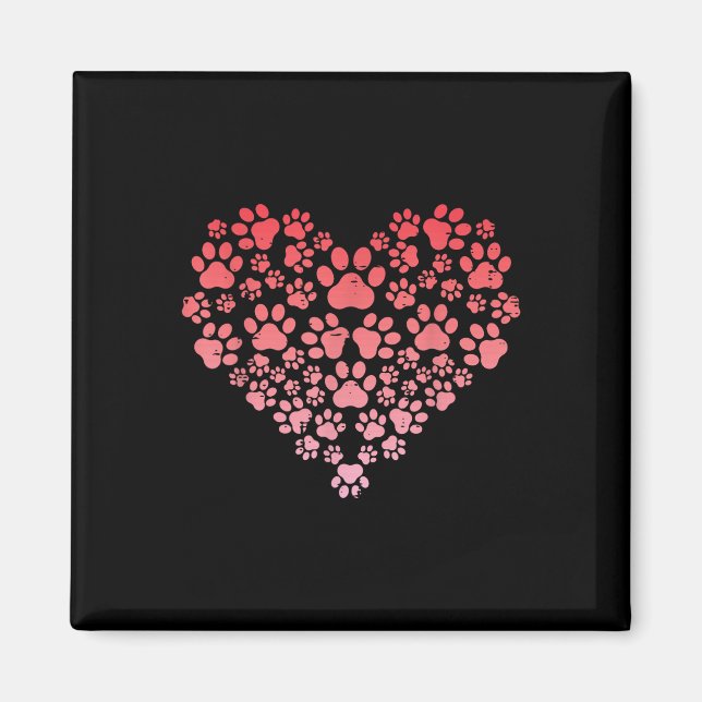 Aimant Valentines Jour Chien Chat Paws Coeur Fourrure Mam (Devant)