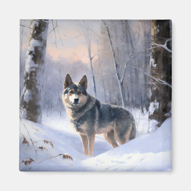 Aimant Vallhund suédois Laisser neiger Noël (Devant)