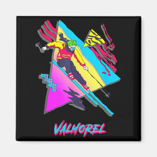 Aimant Valmorel aventure de ski rétro colorée design