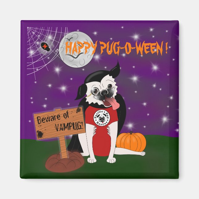 Aimant Vampug : Vampire Carlin Halloween Réfrigérateur Ma (Devant)