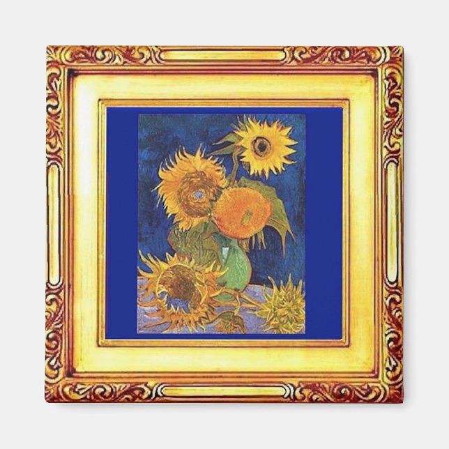 Aimant Van Gogh - 5 tournesols (Devant)