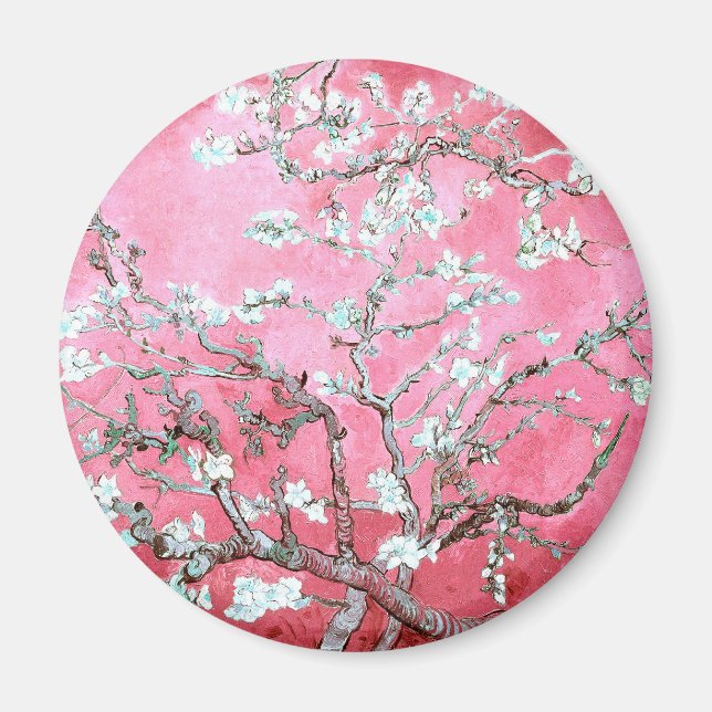 Aimant Van Gogh Almond Blossoms rose Bleu (Devant)