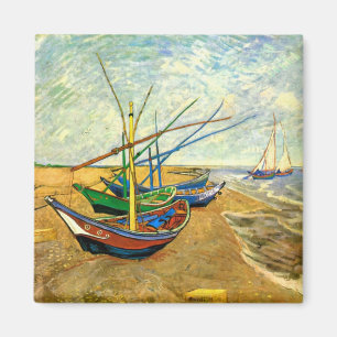 Aimant Van Gogh Bateaux de pêche sur la plage de Saintes