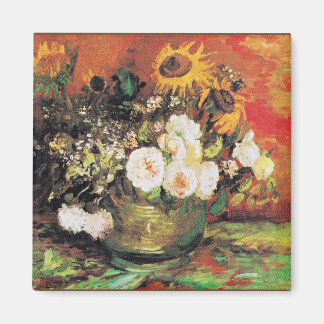 Aimant Van Gogh - Bowl avec tournesol, Rose...