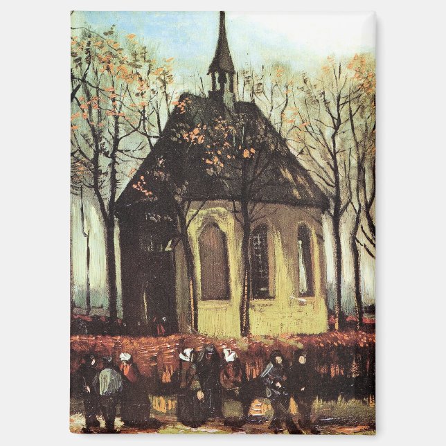 Aimant Van Gogh - Congrégation quittant l'église réformée (Recto)