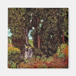 Aimant Van Gogh - Cyprès avec deux personnages féminins