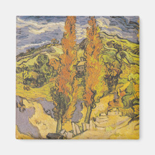 Aimant Van Gogh Deux Peupliers - Art de la nature jaune v