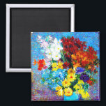 Aimant Van Gogh Flowers dans un Vase Bleu<br><div class="desc">Magnet représentant la peinture à l’huile de Vincent van Gogh Flowers in a Blue Vase (1887). De belles fleurs de différentes couleurs sont disposées dans un vase bleu : rouge,  violet,  blanc,  bleu,  jaune,  rouge,  orange. Un cadeau merveilleux pour les amateurs de post-impressionnisme et d'art hollandais.</div>
