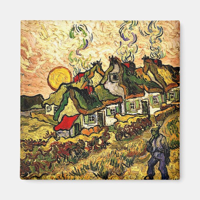 Aimant Van Gogh : Les chalets en chaume au soleil (Devant)