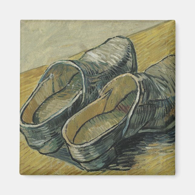 Aimant Van Gogh Paire de Clogs en cuir (F607) Art (Devant)